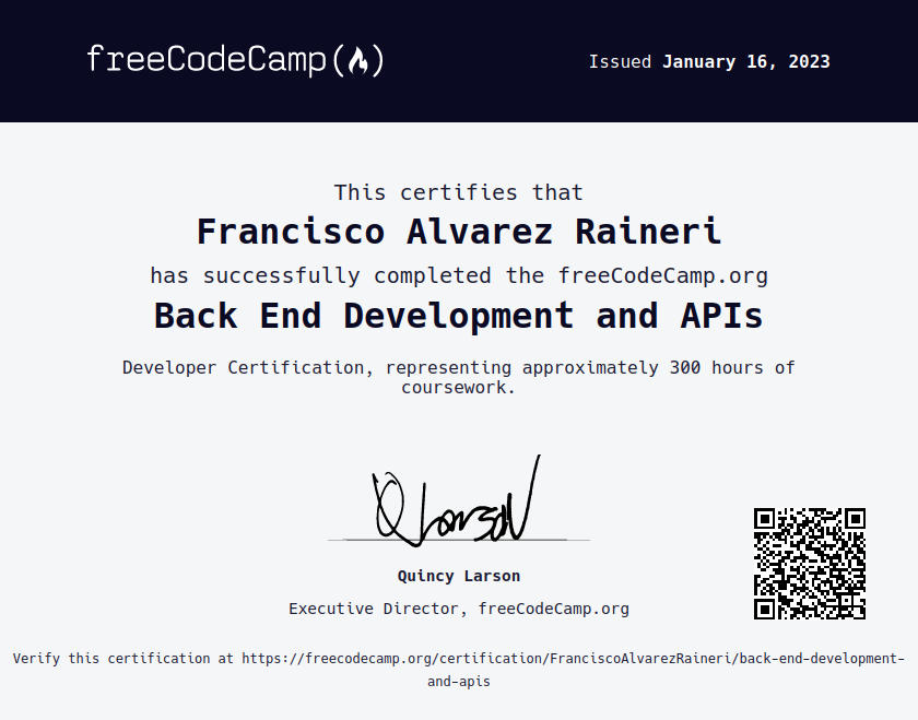 Back End Development and APIs